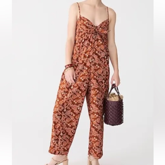 J. Crew Tie-front jumpsuit in vintage vines Size 10 NWOT - Picture 1 of 13